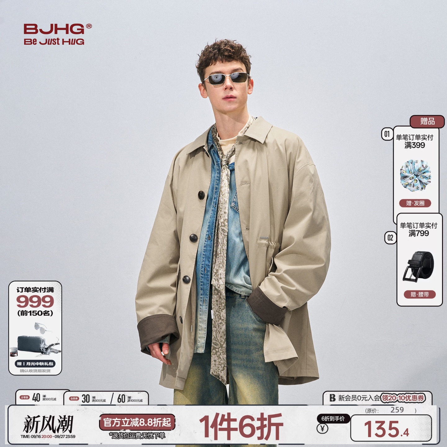 BJHG宽松韩版风衣夹克外套图片