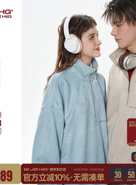 BJHG不计后果半拉链POLO衫卫衣男款冬季保暖长袖T恤情侣装卫衣女