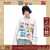 春季 t恤男款 BJHG不计后果长袖 潮牌小白t卫衣女 猫和老鼠联名