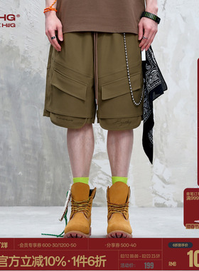 BJHG不计后果大口袋工装短裤男款夏季新款潮牌假两件休闲五分裤子