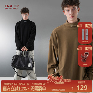 t恤冬内搭潮牌半高领高级打底衫 男款 上衣女 舒绒长袖 BJHG不计后果