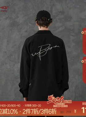 BJHG不计后果美式休闲黑色外套衬衫男款冬潮牌宽松衬衣中式外套女