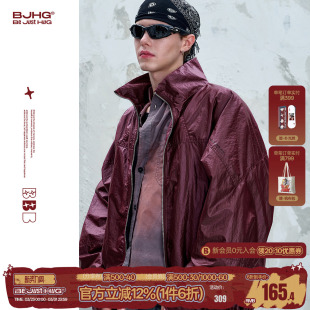 BJHG不计后果酒红色复古夹克外套男款 外套女 春秋潮牌高级感情侣装