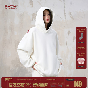 BJHG不计后果火焰绒连帽加绒卫衣男款秋冬加厚美式简约情侣卫衣女