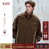 美式 BJHG不计后果复古运动外套男款 春季 潮牌夹克柔丝绒休闲外套女