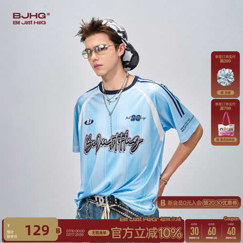 BJHG不计后果条纹撞色球衣情侣夏