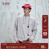 美式 BJHG不计后果V领长袖 t恤男春季 复古潮休闲内搭情侣打底卫衣女