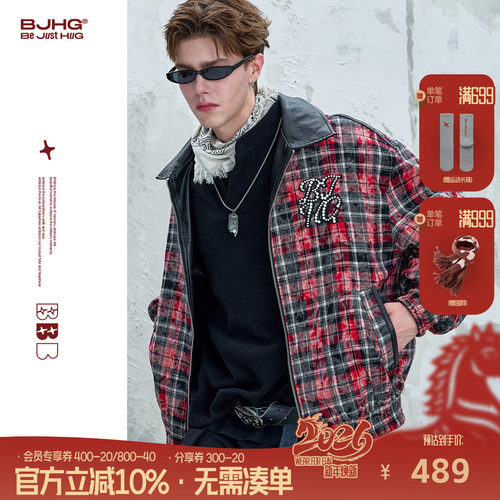 BJHG贴布珍珠双面穿夹克外套男