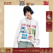 春潮牌美式 t恤男款 BJHG不计后果长袖 白色卫衣女 猫和老鼠联名