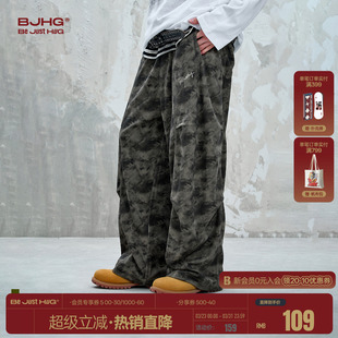 美式 春季 潮牌工装 裤 BJHG不计后果灯芯绒迷彩裤 复古直筒长裤 子男款