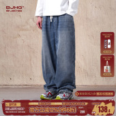 子男款 休闲裤 春季 潮牌直筒宽松情侣装 女 美式 BJHG银狐绒加绒牛仔裤