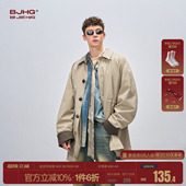 收腰撞色宽松韩系风衣外套 春秋季 BJHG不计后果中长款 夹克外套男款