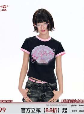 BJHG不计后果美式印花正肩短袖t恤女装夏季多巴胺纯棉修身上衣T恤