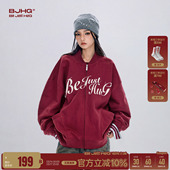 设计感宽松针织外套 春秋潮牌美式 BJHG不计后果开衫 卫衣外套男女款