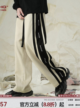 BJHG不计后果环保麂皮绒加绒裤子男春秋美式复古直筒休闲运动卫裤