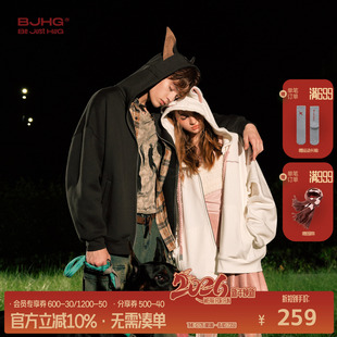 情侣装 潮牌新款 外套 秋冬美式 BJHG不计后果杜宾犬连帽加绒卫衣男款
