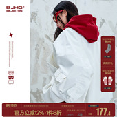 春季 BJHG不计后果美式 白色飞行夹克男款 潮牌宽松雾面皮情侣外套女