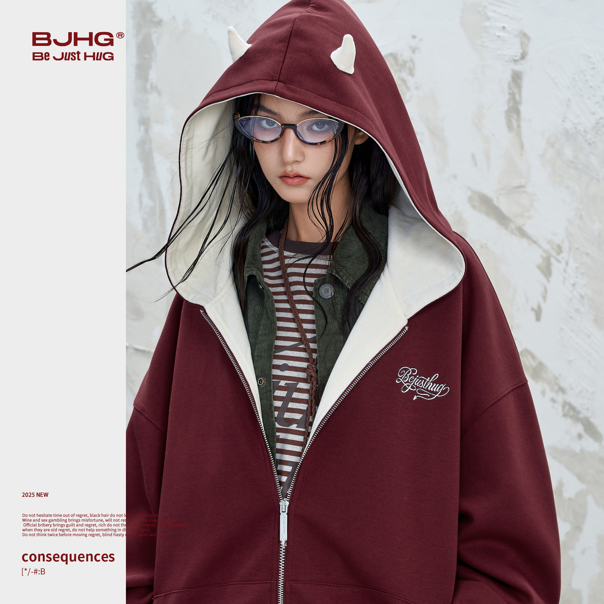 BJHG小恶魔连帽卫衣外套男款秋季