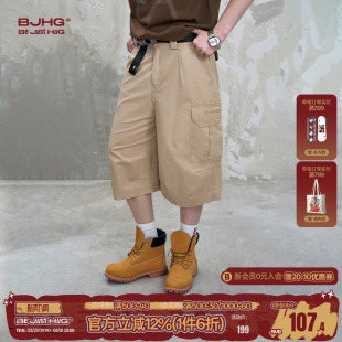 夏新款 短裤 宽松刺绣美式 休闲宽松工装 BJHG不计后果工装 七分裤 男士