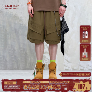 短裤 潮牌假两件休闲五分裤 男款 美式 子 夏季 BJHG不计后果大口袋工装