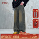 子直筒加绒牛仔裤 BJHG不计后果美拉德复古水洗牛仔裤 裤 冬季 女 男款