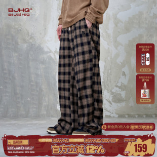 慵懒松弛感格子直筒休闲长裤 春季 女 子男款 BJHG不计后果复古休闲裤