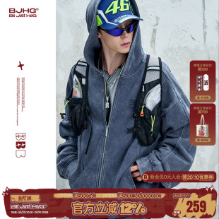 功能性外套女 恒温运动套装 BJHG不计后果复古水洗连帽卫衣男款 春季
