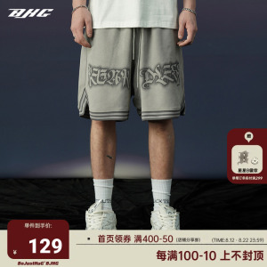 BJHG不计后果夏美式篮球运动短裤男潮牌灰色宽松大码休闲五分裤子