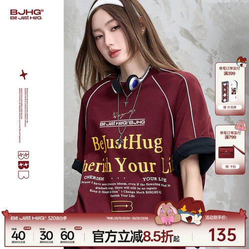 BJHG泽西风T恤复古赛车短袖衣服