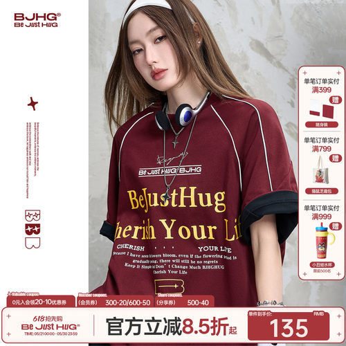 BJHG泽西风T恤复古赛车短袖衣服