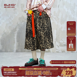 夏美式 BJHG不计后果豹纹短裤 男款 2026新款 复古宽松休闲情侣七分裤