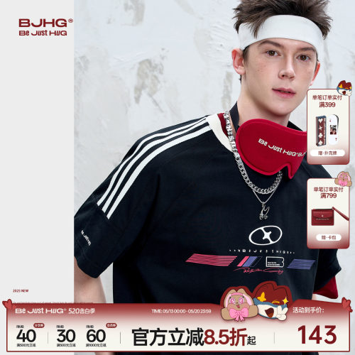 BJHG复古赛车t恤短袖男款
