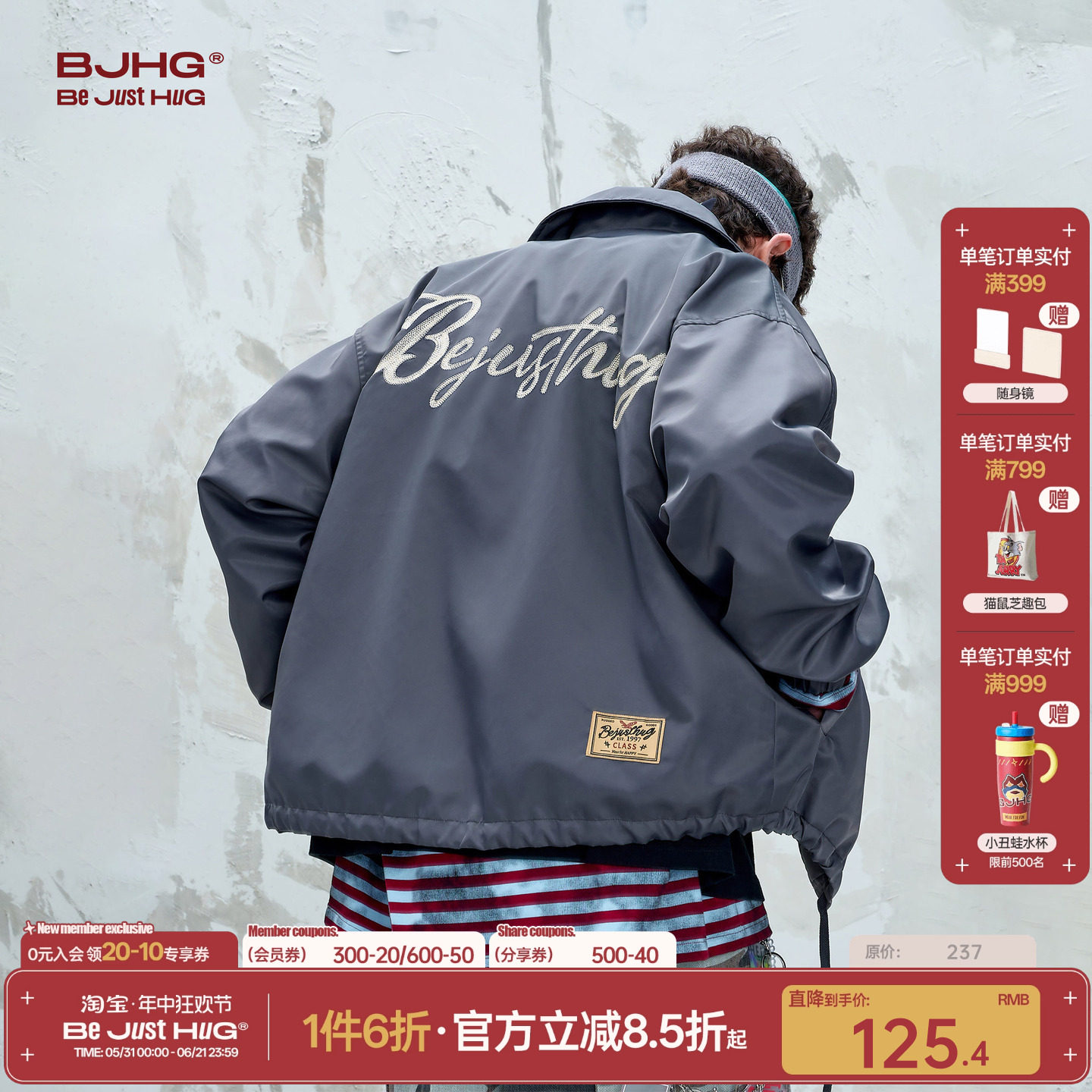 BJHG不计后果美式飞行夹克外套男款秋冬季情侣装潮牌复古棒球服女