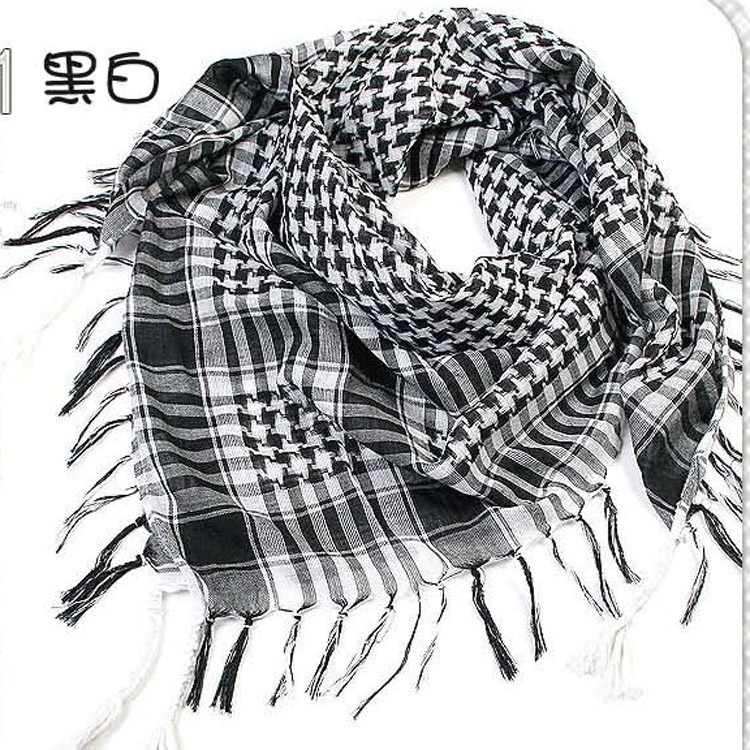 千鸟格方巾户外军迷战术棉麻围巾