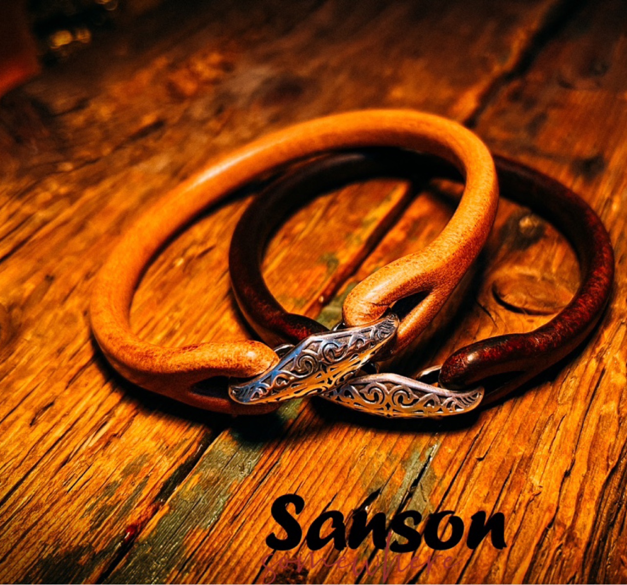 纯手工打磨栎木手环牛皮复古男女