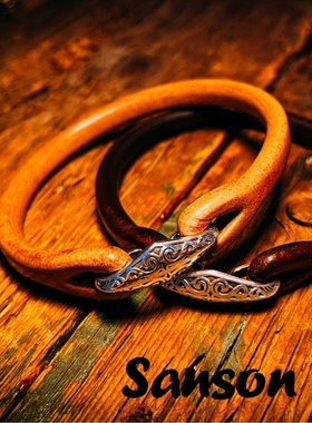 纯手工打磨栎木手环牛皮复古男女