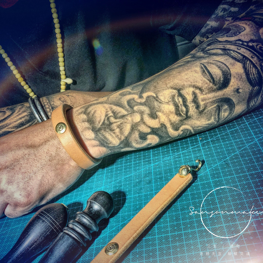 手工定制皮手环原创日本栎木复古