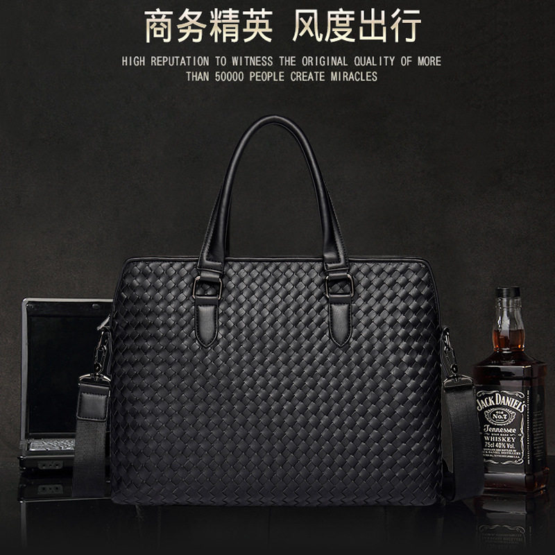 HAND-WOVEN NEW HANDBAG MENS BAG CROSS-SECTION BUSINESS BAG SHOULDER DIAGONAL PACKAGE KOREAN MENS BAG BRIEFCASE TIDE