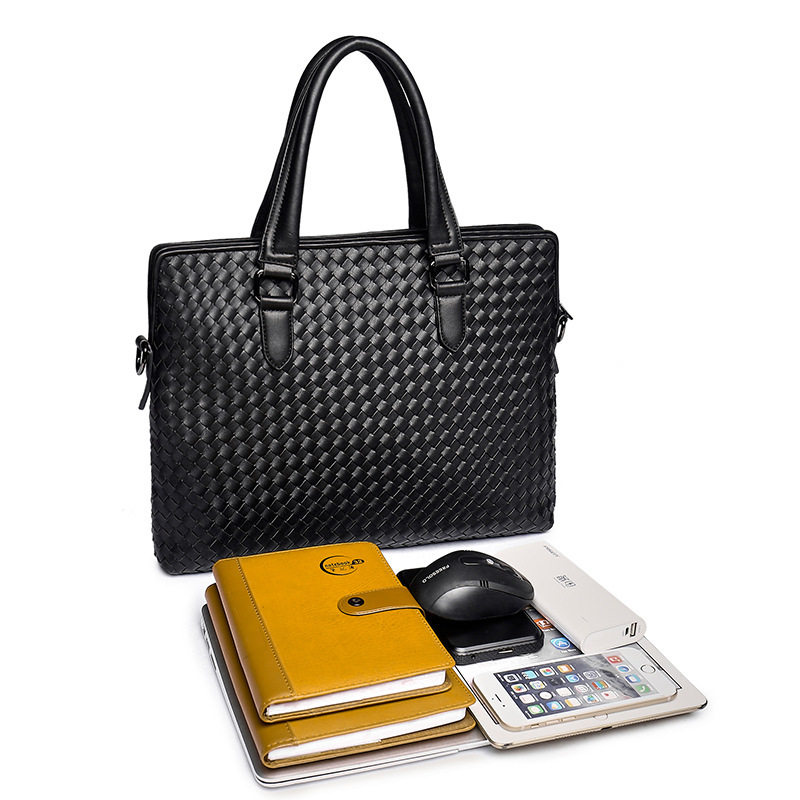 HAND-WOVEN NEW HANDBAG MENS BAG CROSS-SECTION BUSINESS BAG SHOULDER DIAGONAL PACKAGE KOREAN MENS BAG BRIEFCASE TIDE