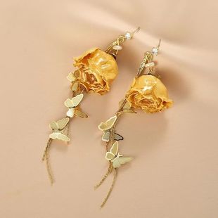 手工玫瑰花耳环蝴蝶超仙复古轻奢高级感耳环法式 耳环 珍珠耳环时尚