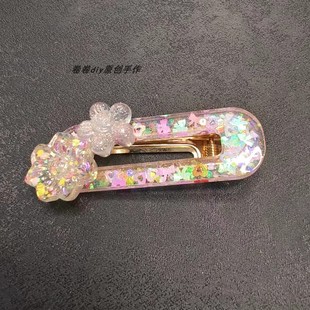 发夹元气伶俐边夹发卡/手工水晶树脂发饰/原创设计可爱多彩小众