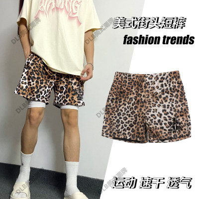 美式街头4分短裤豹纹运动篮球男