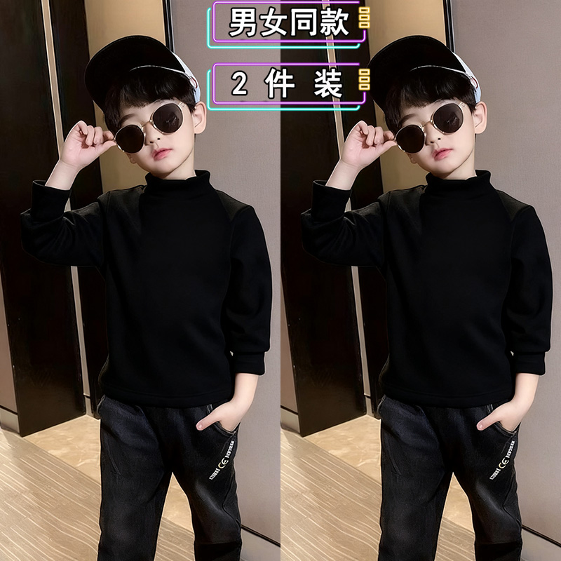 儿童内搭宝宝德绒半高领打底衫秋冬装中大童加厚保暖T恤男童上衣