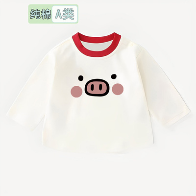 新款男女宝宝人棉洋气卡通时髦上衣潮男童打底衫女童春秋长袖T恤
