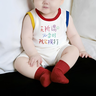 无所谓必要时我会挨打~婴儿连体衣夏宝宝夏季纯棉婴儿新生儿爬服