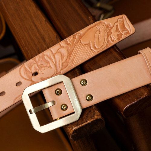 头层牛皮男士养牛手工皮带