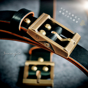 FC风尘五代表六代 黄铜皮带扣40mm宽英国JE马缰革男士手工皮带