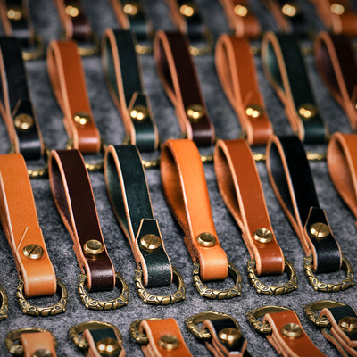 英国马缰革牛皮开口钥匙扣