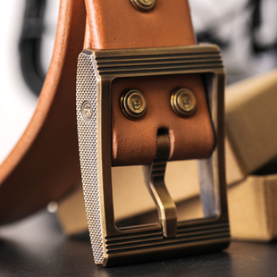 风尘FC第七代 黄铜日字扣40mm宽日本枥木头层牛皮手工皮带腰带