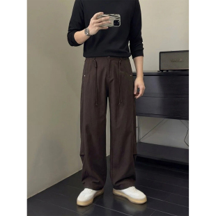 宽松阔腿长裤 里奈男装 莱赛尔天丝垂感休闲裤 新款 复古男百搭潮 夏季